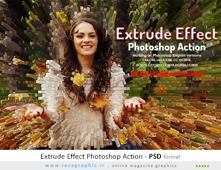 اکشن افکت اکسترود برای فتوشاپ - Extrude Effect Photoshop Action